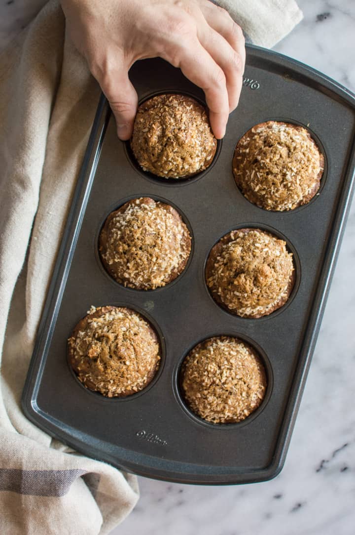 Whole Wheat Maple Banana Nut Muffins - healthy muffins made with NO refined sugar. Great recipe for breakfast! | healthynibblesandbits.com