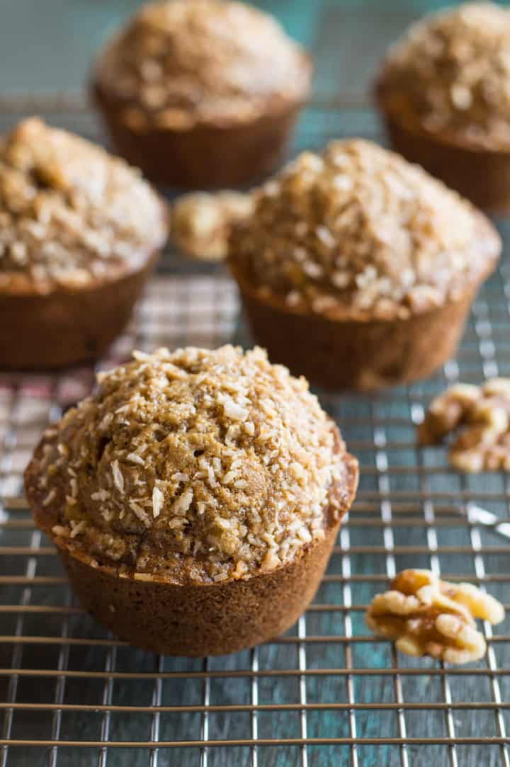 Whole Wheat Maple Banana Nut Muffins - healthy muffins made with NO refined sugar. Great recipe for breakfast! | healthynibblesandbits.com