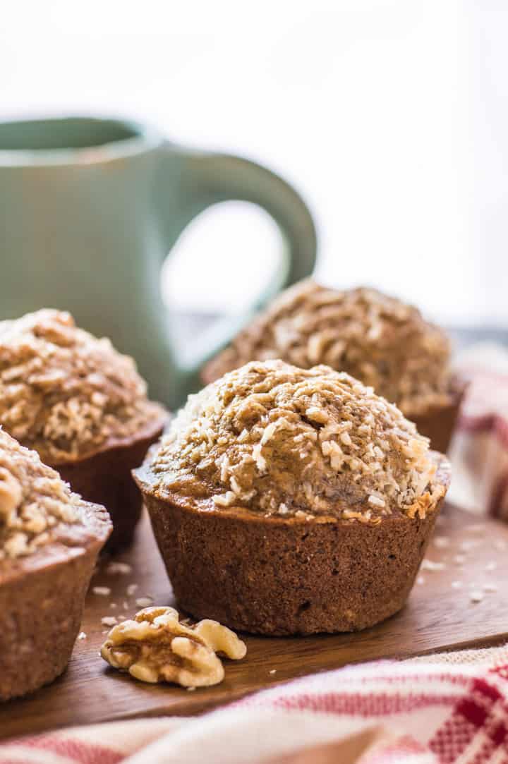 Whole Wheat Maple Banana Nut Muffins - healthy muffins made with NO refined sugar. Great recipe for breakfast! | healthynibblesandbits.com