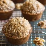 Whole Wheat Maple Banana Nut Muffins - healthy muffins made with NO refined sugar. Great recipe for breakfast! | healthynibblesandbits.com