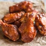 Baked Peach BBQ Chicken Wings - naturally sweetened with peaches and apple cider ONLY! paleo, gluten-free | healthynibblesandbits.com