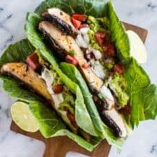 Harissa Portobello Mushroom Tacos - lighten up your tacos with collard greens! These tacos are ready in under 30 minutes! vegan, gluten-free, paleo, whole30| healthynibblesandbits.com