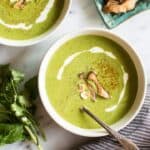 Summer Green Soup with King Oyster Mushroom Chips - gluten-free, whole30, paleo, vegan | healthynibblesandbits.com