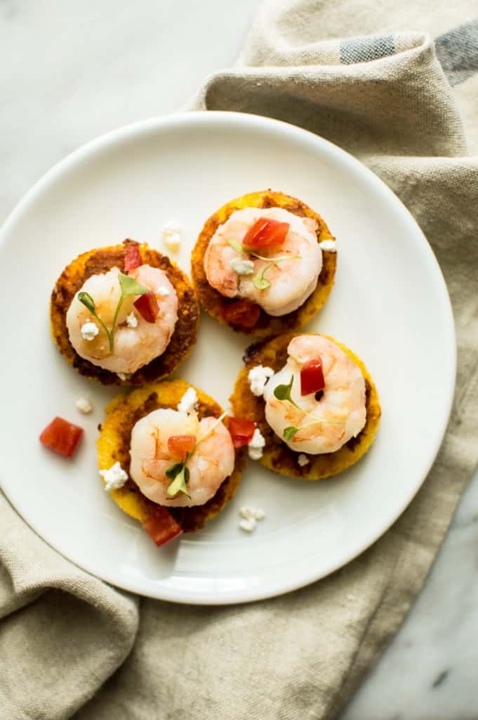 Cheesy Shrimp Polenta Bites | Healthy Nibbles by Lisa Lin