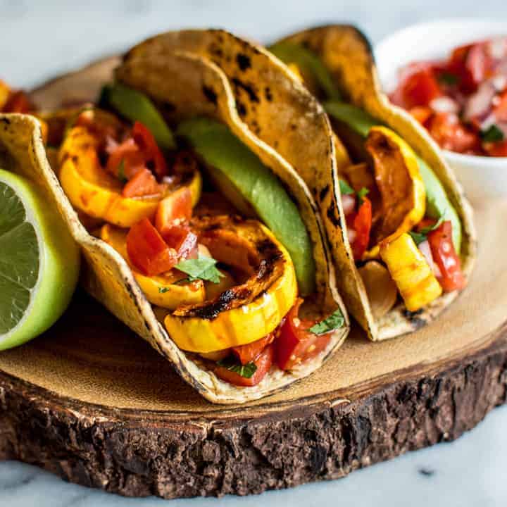 Harissa Miso Delicata Squash Tacos | Healthy Nibbles by Lisa Lin