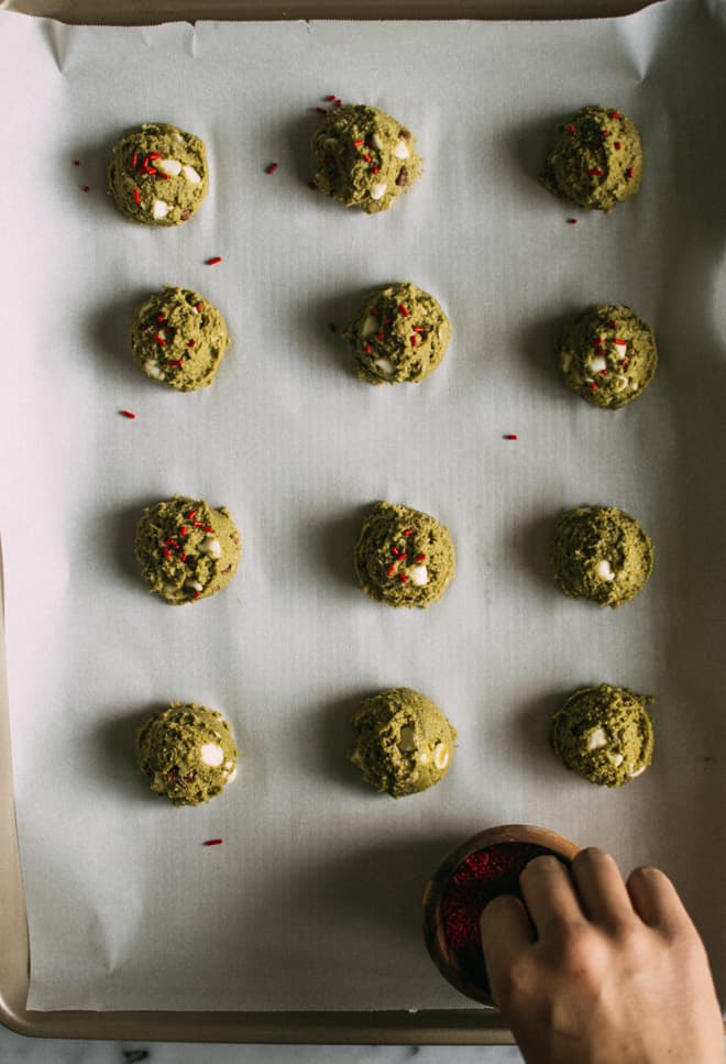 Easy Gluten Free Matcha Cookies with White Chocolate and Pecans by Lisa Lin of healthynibblesandbits.com
