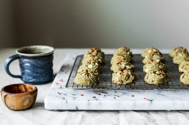 Easy Gluten Free Matcha Cookies with White Chocolate and Pecans by Lisa Lin of healthynibblesandbits.com