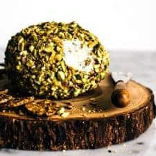 Japanese-Spiced Goat Cheese Ball - an easy, gluten-free party appetizer. It's filled with Japanese spices and covered in toasted pistachios! by Lisa Lin of healthynibblesandbits.com