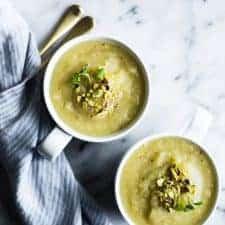 Thai-Spiced Potato Leek Soup - an easy, vegan soup that's easy to make! by Lisa Lin of healthynibblesandbits.com