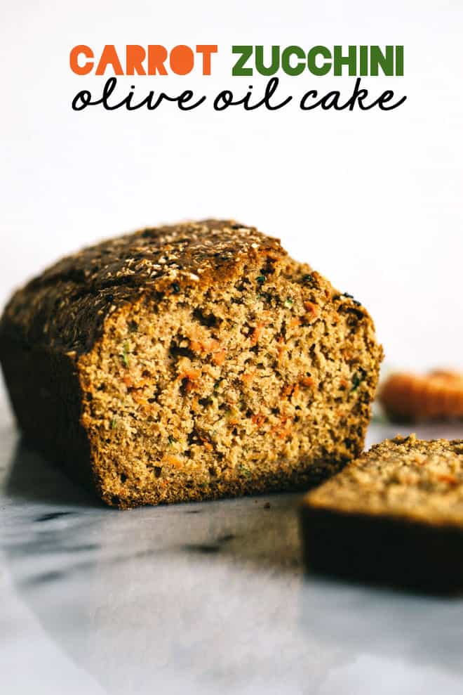 Carrot and Zucchini Olive Oil Cake - easy gluten free dessert! by Lisa Lin of healthynibblesandbits.com