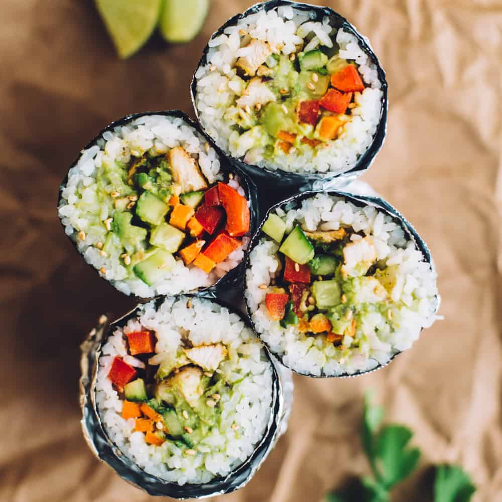 Simple Chicken Sushi Burrito Healthy Nibbles By Lisa Lin