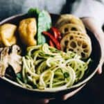 Zucchini Noodle (Zoodles) Bowl with Peanut Coconut Sauce - this dreamy vegan and gluten-free bowl is ready in 30 minutes! by Lisa Lin of healthynibblesandbits.com