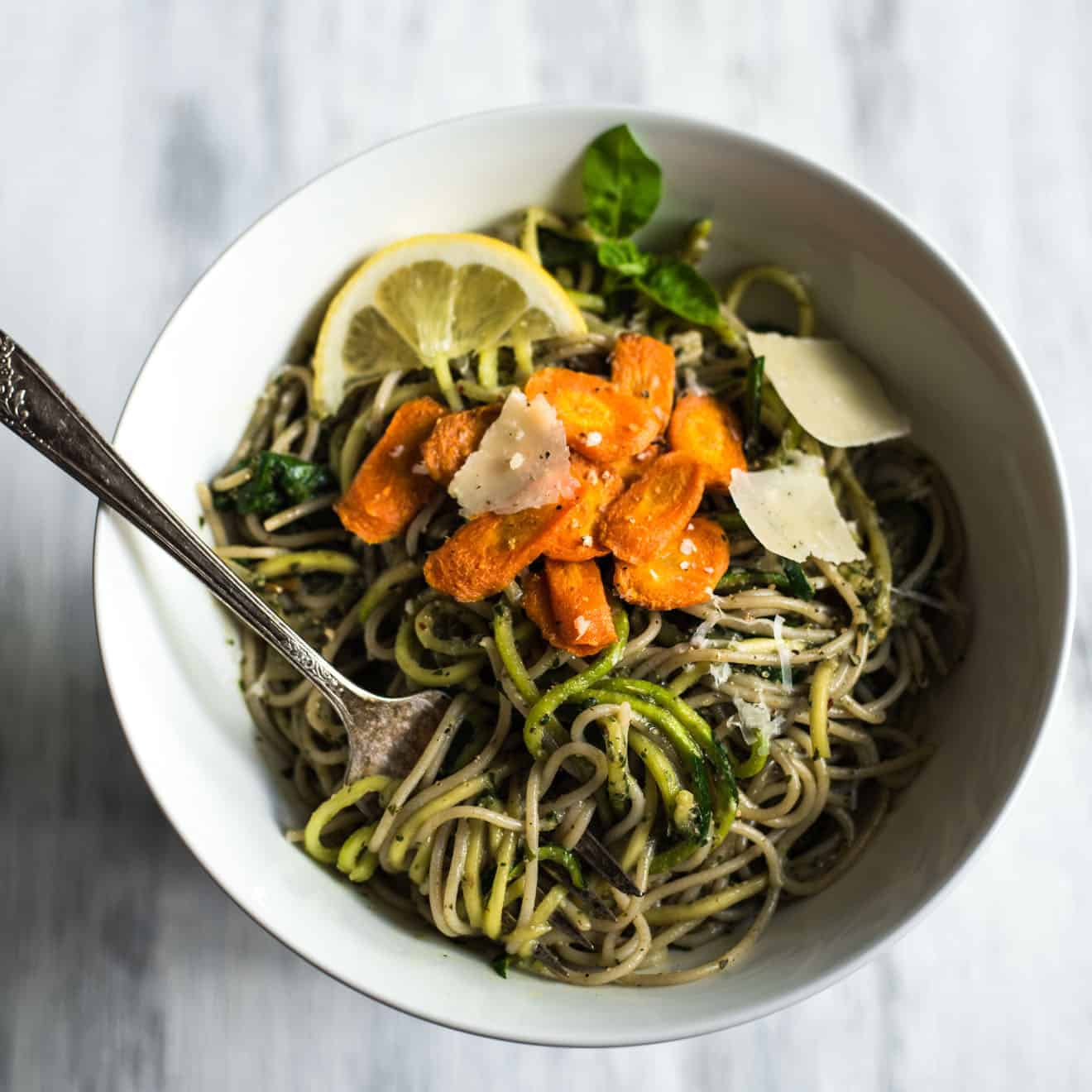 Carrot Top Pesto Pasta