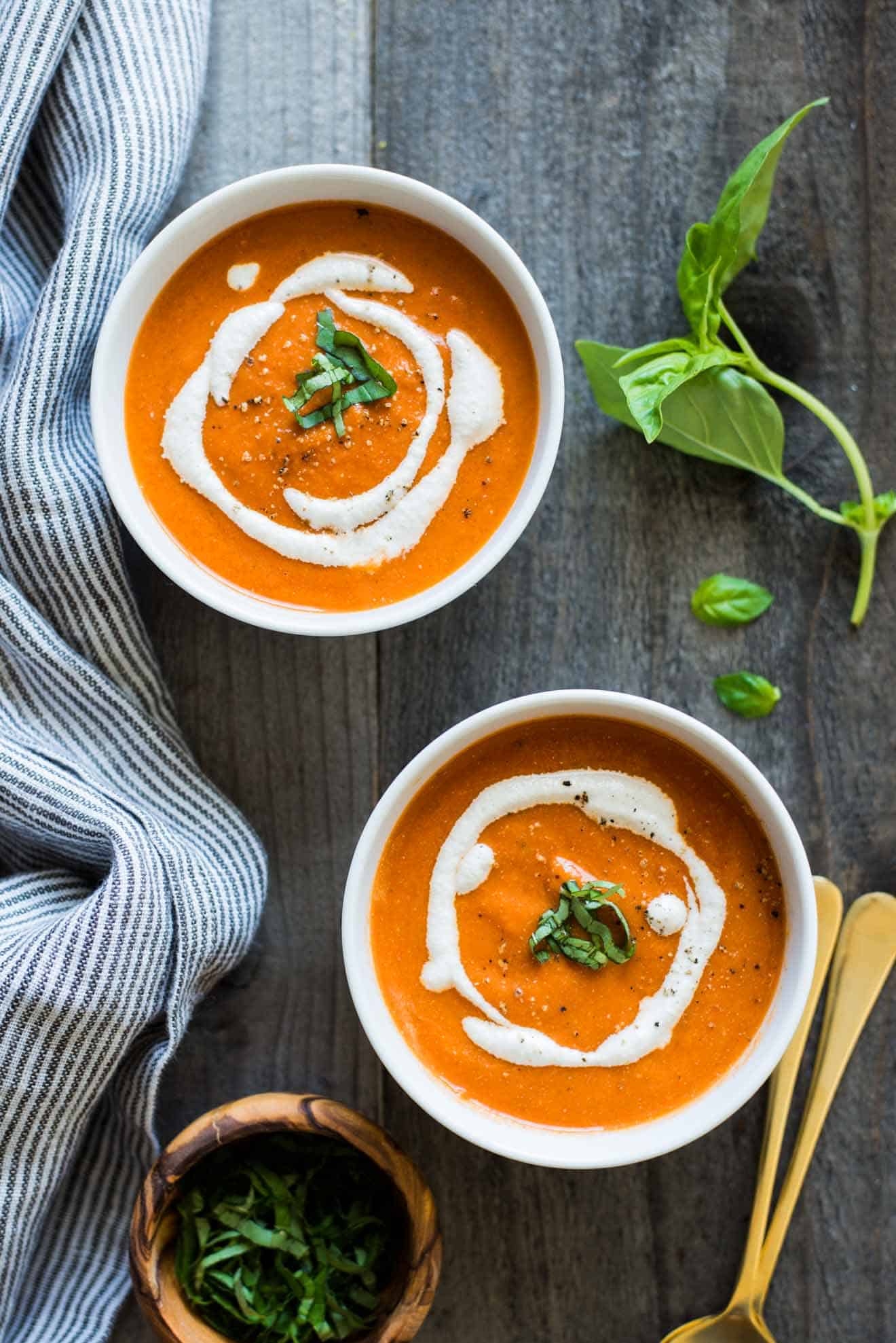 Easy Vegan Tomato Soup that's ready in less than 30 minutes! 