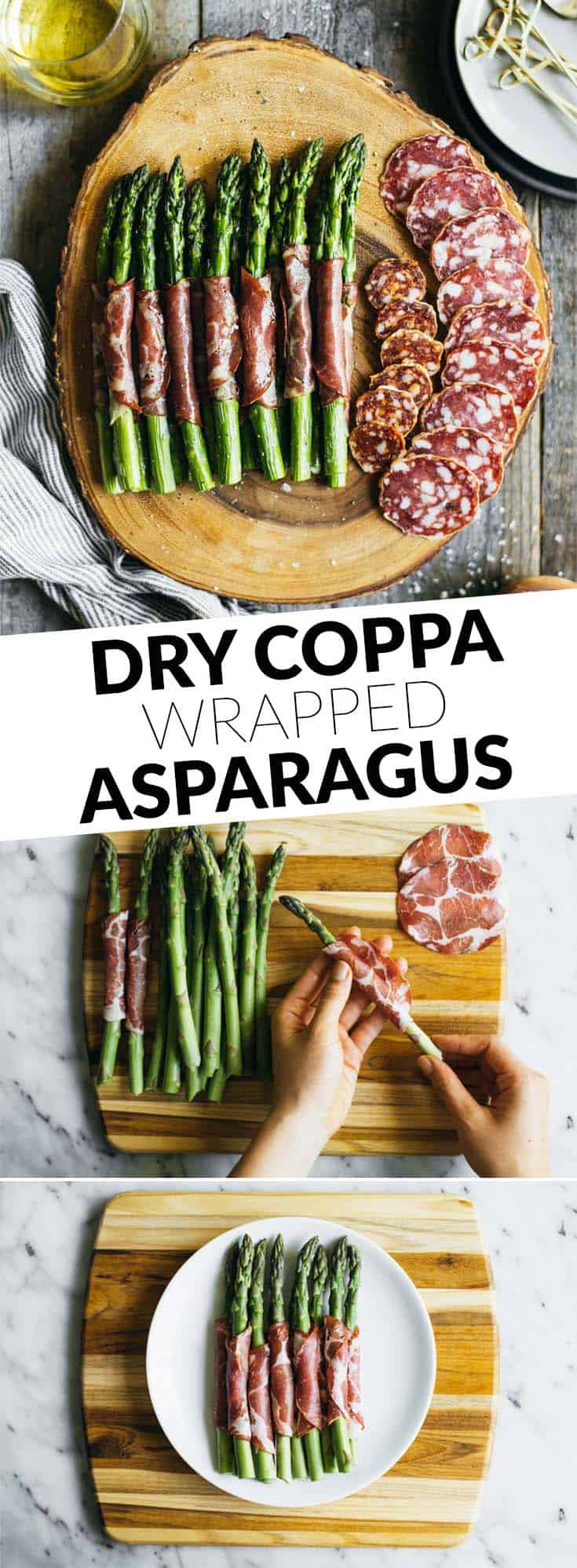 Dry Coppa Wrapped Asparagus - easy appetizer ready in 15 minutes and made with just 5 ingredients!