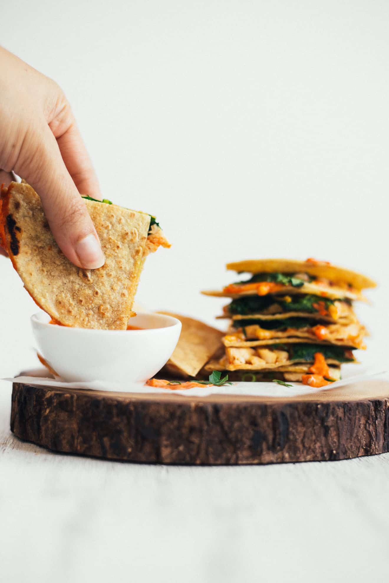 Chicken Quesadillas with Gochujang Sauce - easy gluten free meal in under 30 minutes!