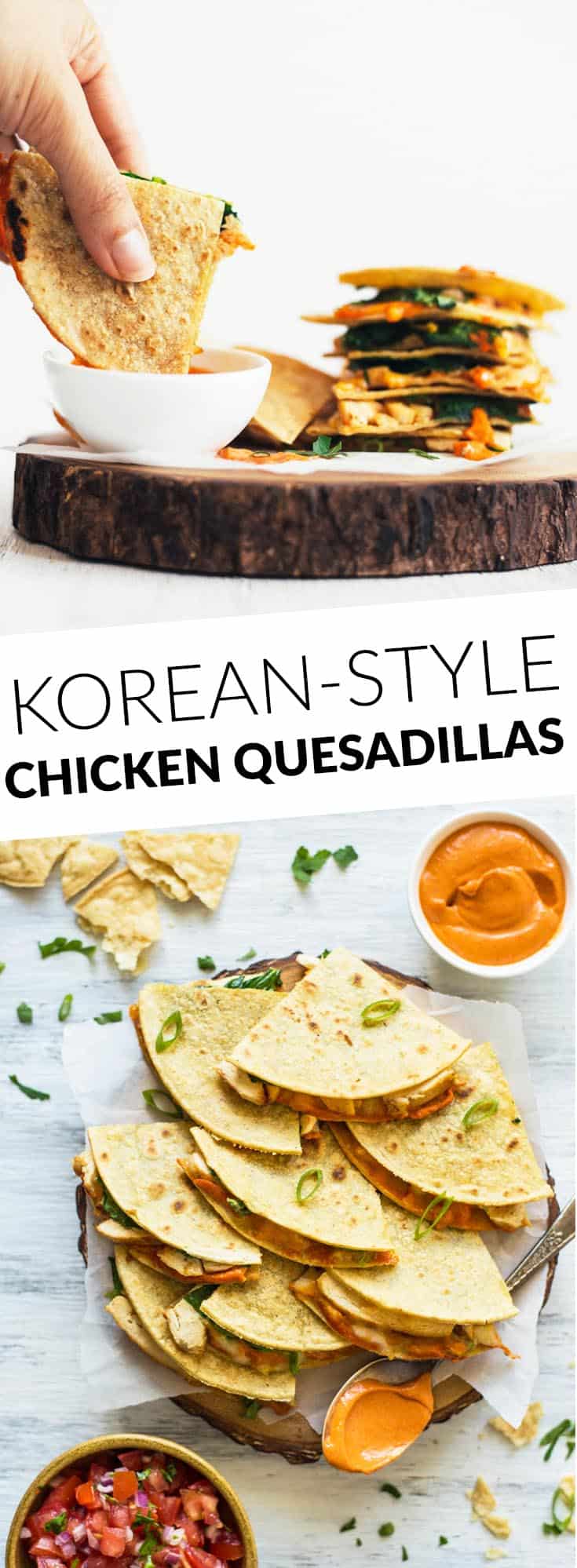 Chicken Quesadillas with Gochujang Sauce - easy gluten free meal in under 30 minutes!