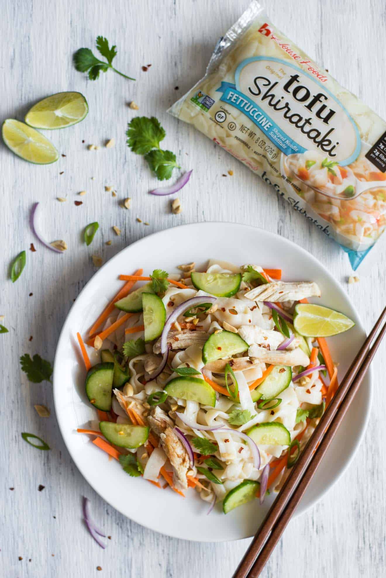 This tasty Lemongrass Chicken Noodle Salad is the perfect low-carb, gluten-free dinner. It's light, healthy and packed with vegetables. by @healthynibs