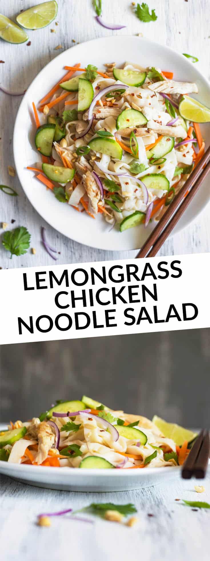 This tasty Lemongrass Chicken Noodle Salad is the perfect low-carb, gluten-free dinner. It's light, healthy and packed with vegetables. by @healthynibs