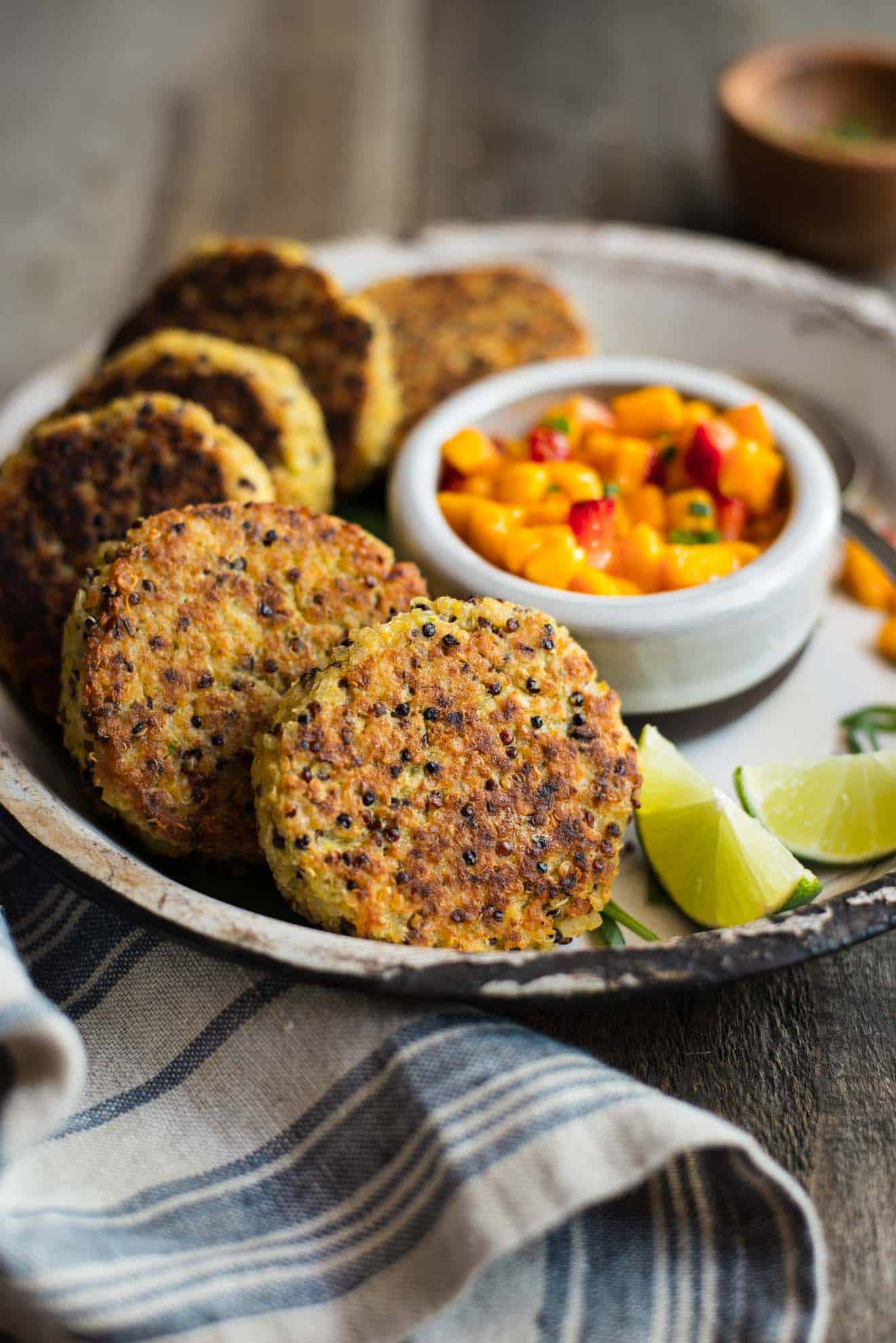 Quinoa Cakes with Chickpeas and Mango Salsa