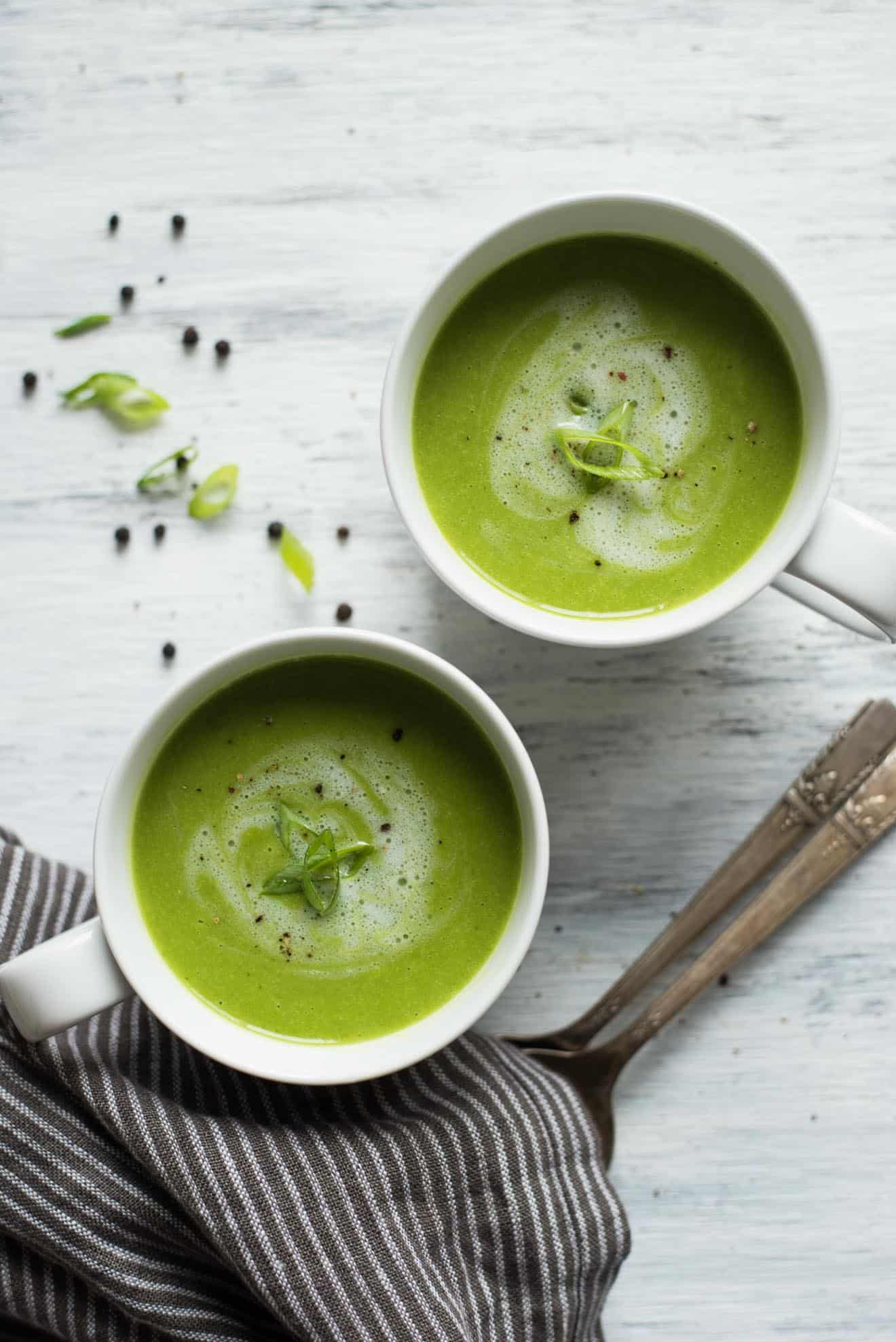 Pea and Mint Soup (Vegan)  Healthy Nibbles by Lisa Lin by Lisa Lin