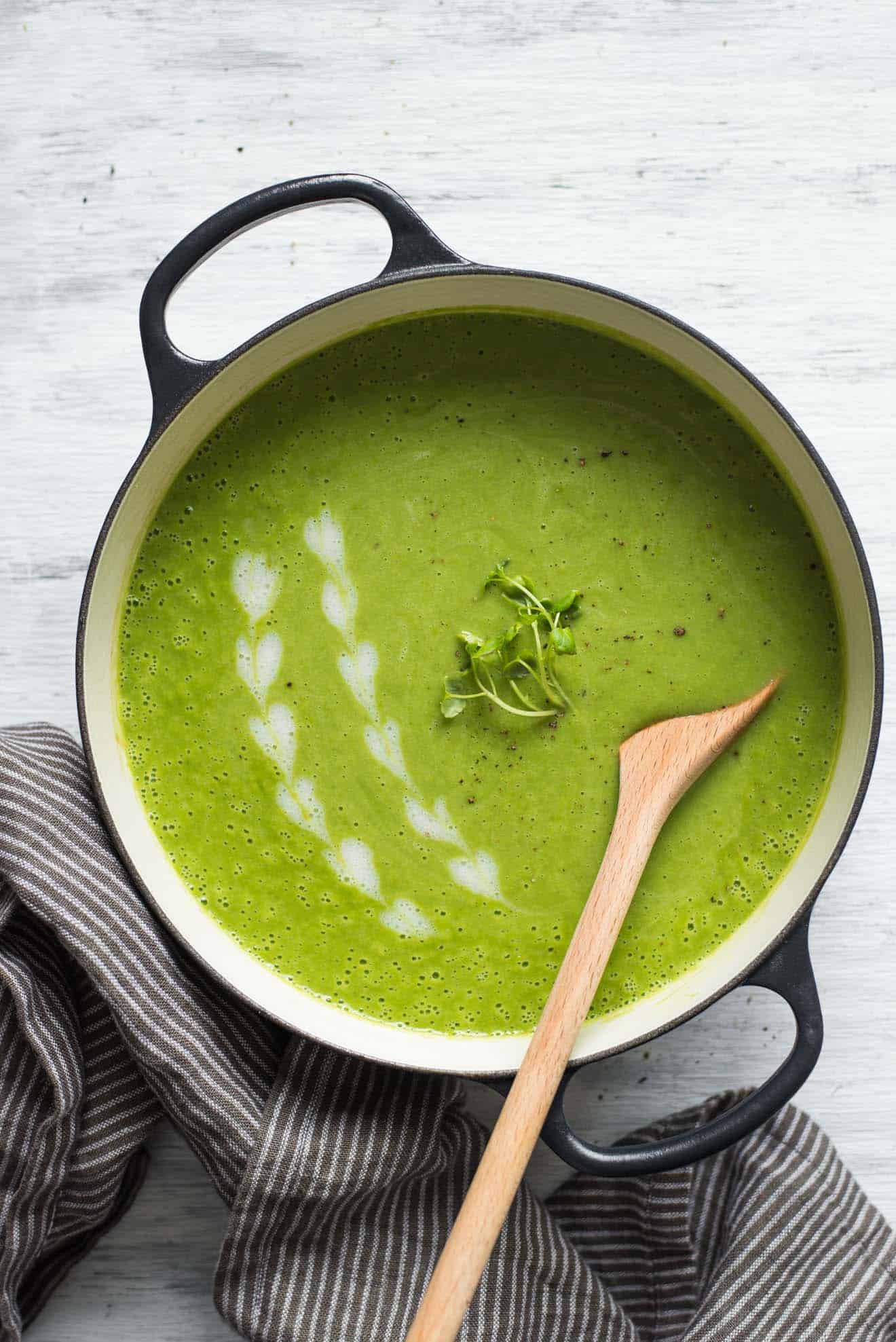 Watercress Soup with Potatoes and Peas