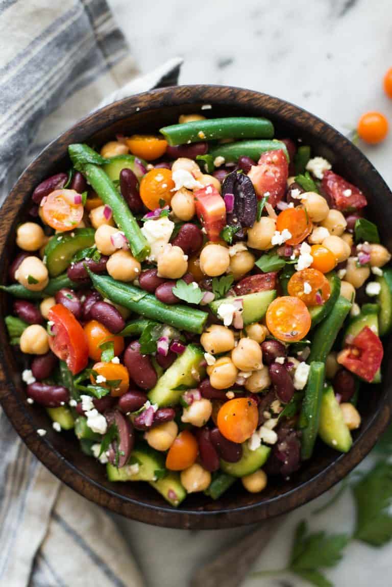 Mediterranean Three Bean Salad | Healthy Nibbles & Bits