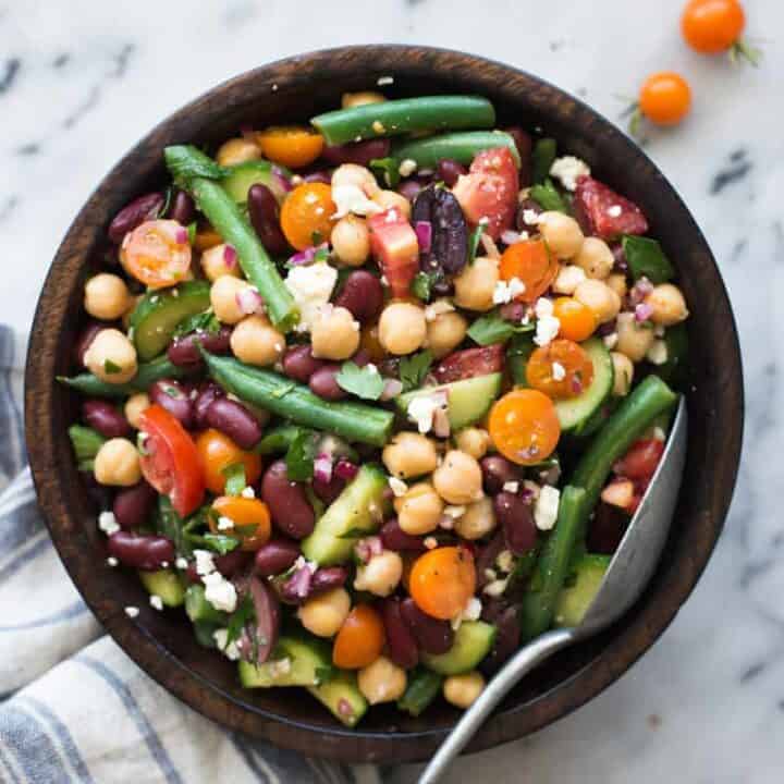 Mediterranean Three Bean Salad | Healthy Nibbles & Bits