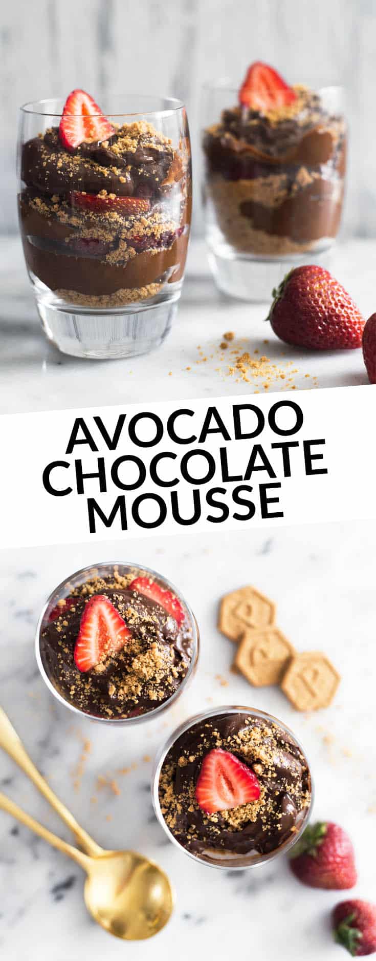 Avocado Chocolate Mousse with Graham Cracker Crust - This healthy avocado chocolate mousse is the perfect dessert. Requires only 6 ingredients to make! by @healthynibs