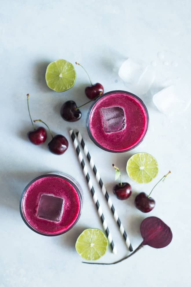 Cherry Lime Red Beet Smoothie - a simple, refreshing smoothie made with just 4 ingredients!