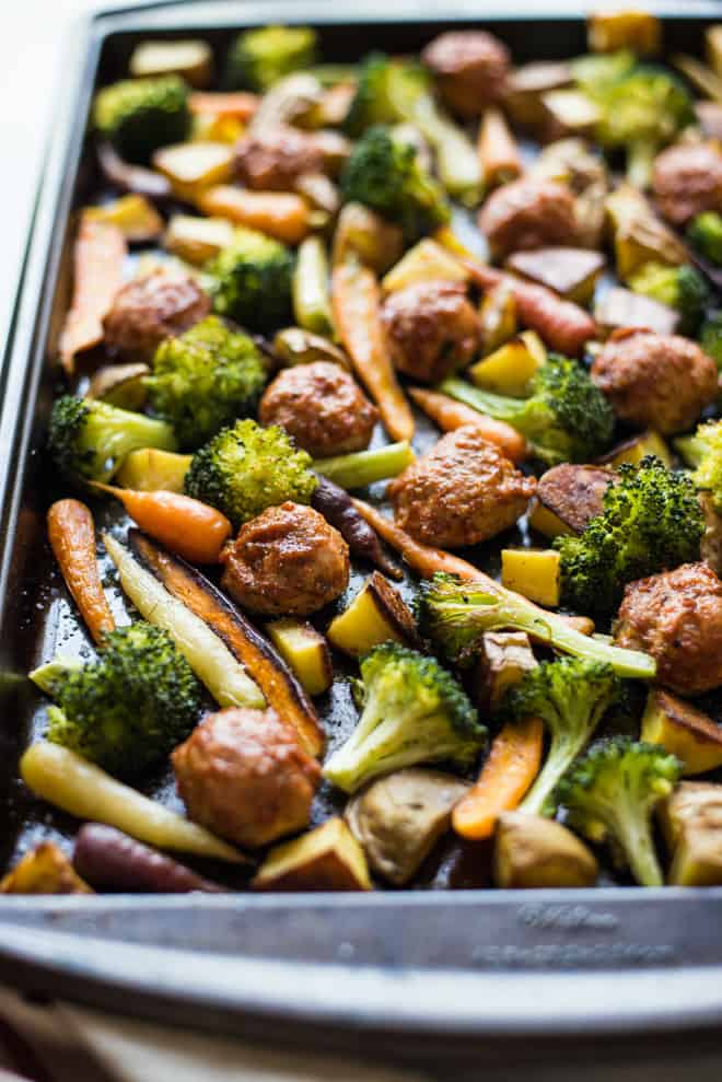 Chicken Meatball Roasted Vegetable Sheet Pan Dinner 5