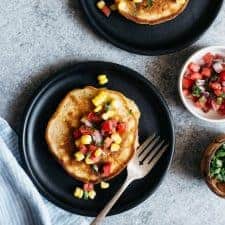 Savory Pancakes with Corn and Scallions (Dairy Free) - These simple, dairy-free pancakes are perfect for a savory breakfast! by @healthynibs