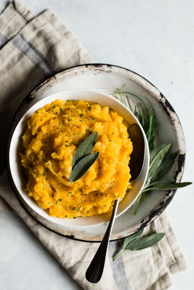 Butternut Squash Mashed Potatoes - a healthy side dish great for weeknights and the holidays!