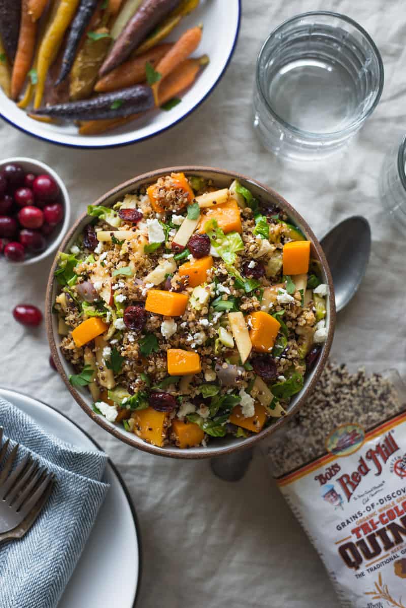 Fall Harvest Quinoa Salad - an easy, healthy and gluten free salad that is filled with fall fruits and vegetables. Perfect for weeknight dinner or gatherings!