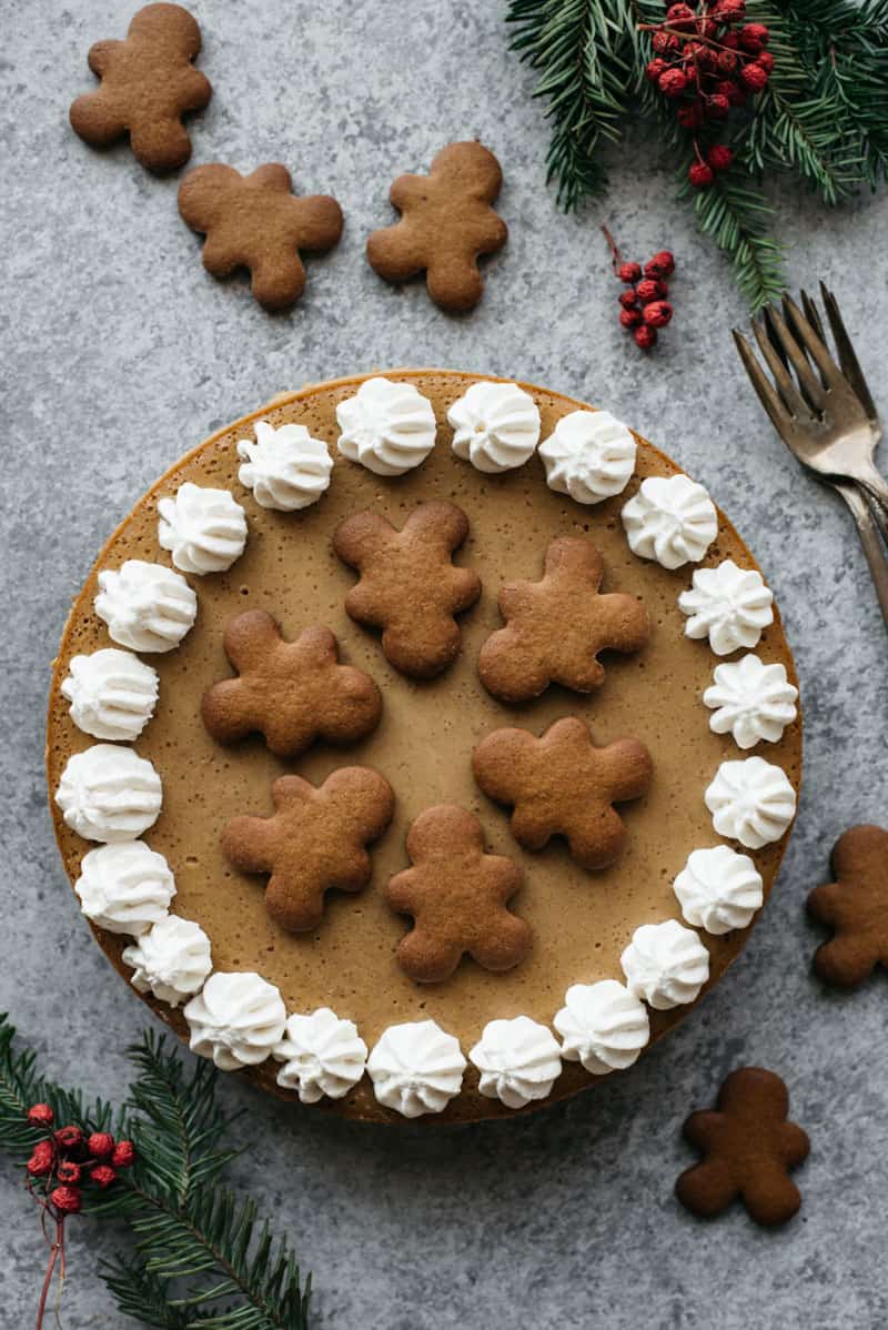 Lightened Up Gingerbread Cheesecake with Tofu - an easy, gluten free dessert from @healthynibs