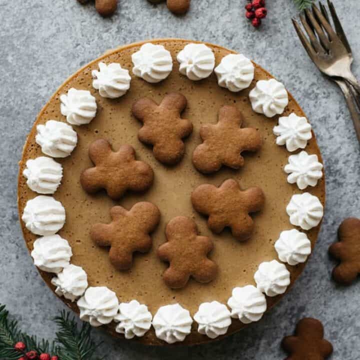 Lightened Up Gingerbread Cheesecake with Tofu - an easy, gluten free dessert from @healthynibs