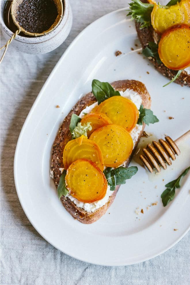 Roasted Golden Beet Ricotta Toast from @foolproofliving