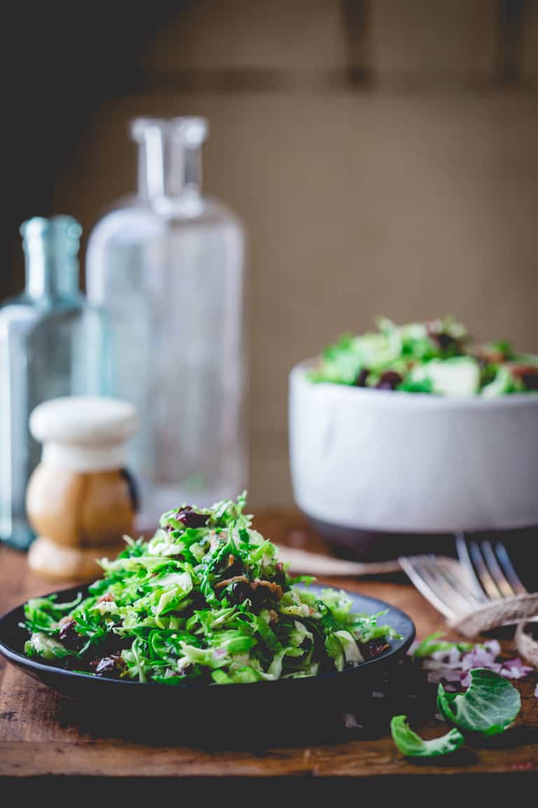 Brussels Sprouts Slaw with Bacon and Blue Cheese