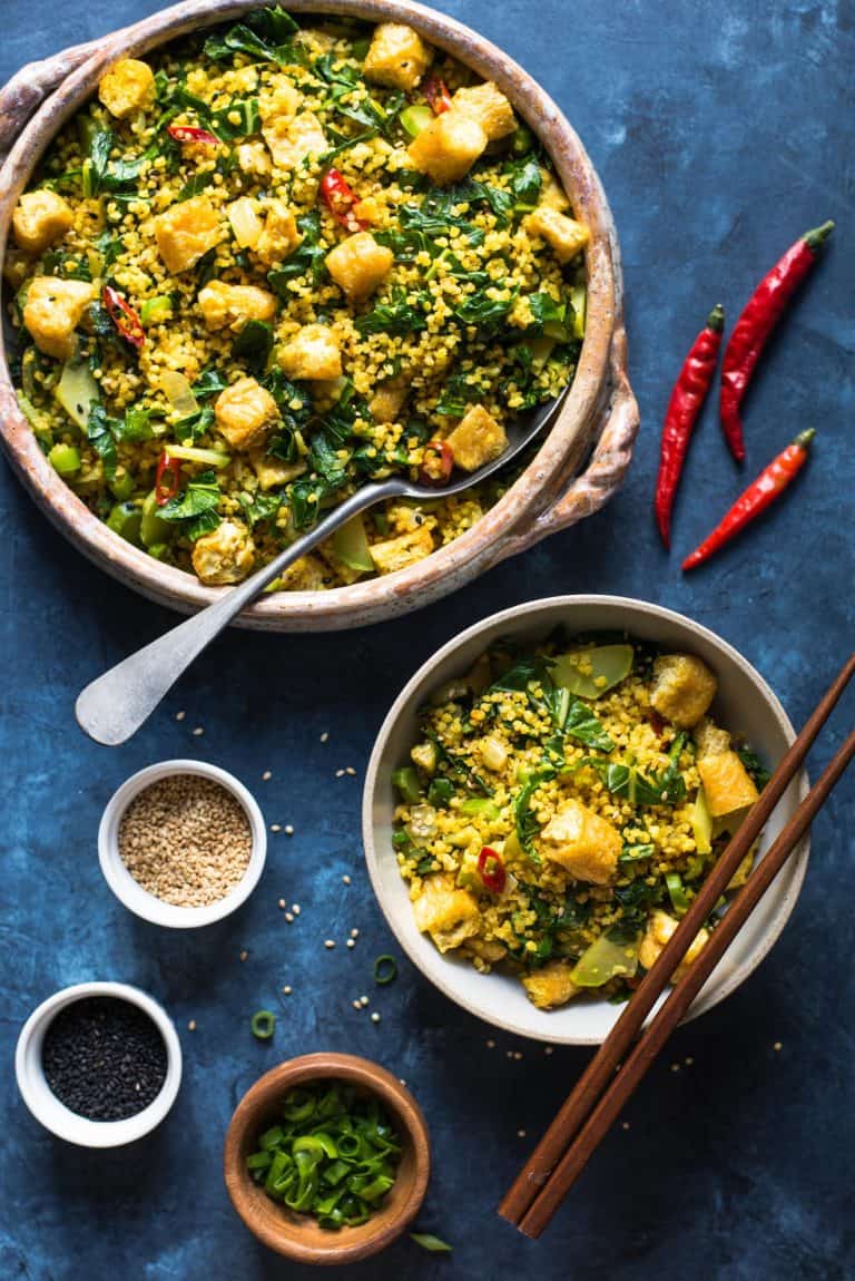Curried Millet Stir Fry with Kohlrabi (Vegan) | Healthy Nibbles by Lisa Lin