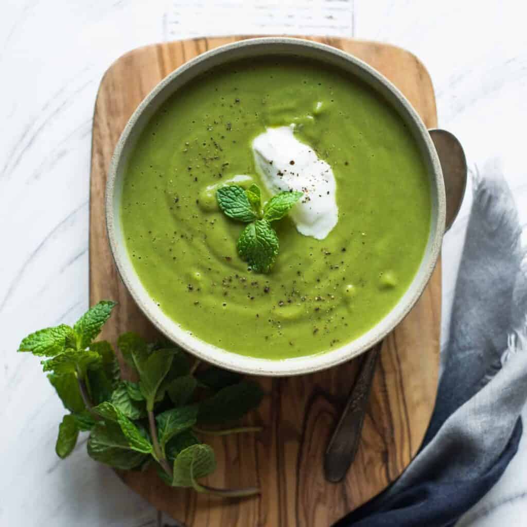 Pea and Mint Soup (Vegan) | Healthy Nibbles by Lisa Lin by Lisa Lin