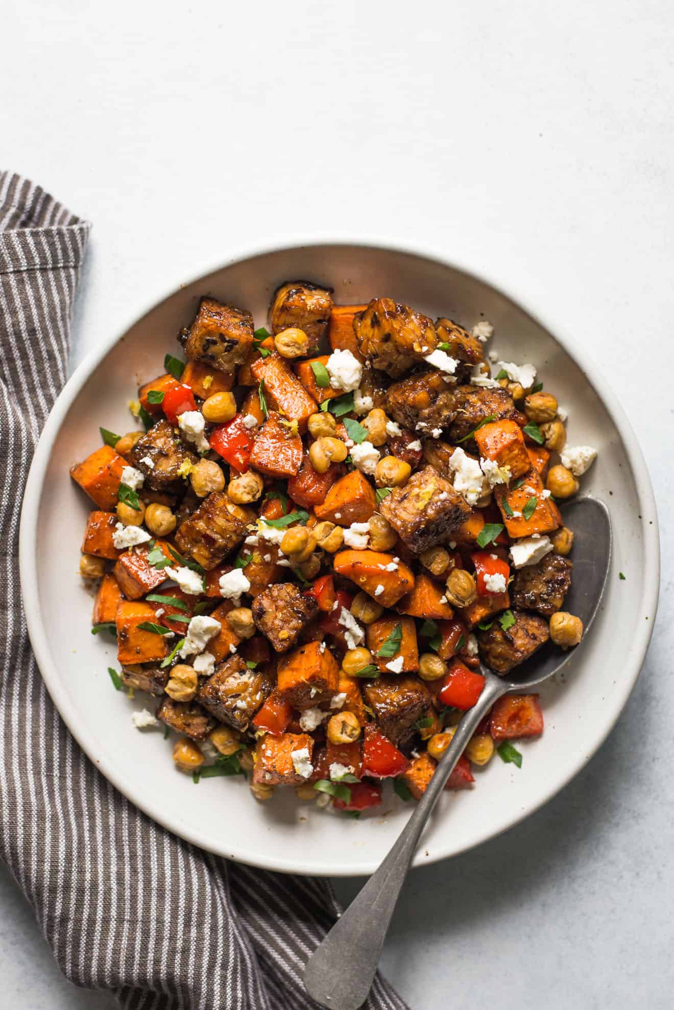 Roasted Tempeh With Tamarind Glaze Sweet Potatoes Roasted Chickpeas Healthy Nibbles