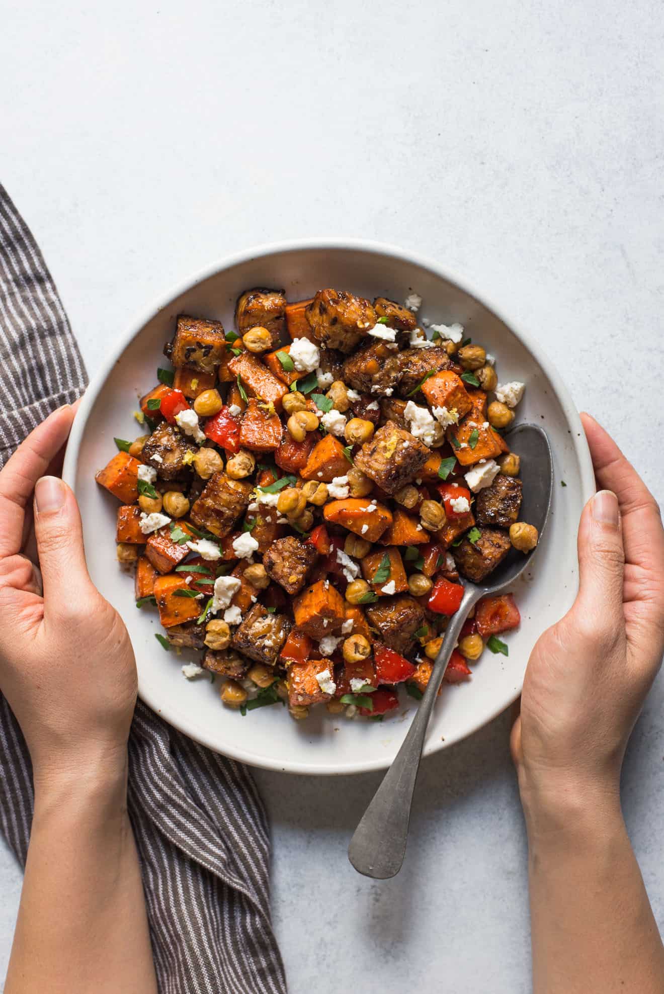 Roasted Tempeh With Tamarind Glaze Sweet Potatoes Roasted Chickpeas Healthy Nibbles