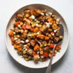 Roasted Tempeh with Tamarind Glaze, Sweet Potatoes and Roasted Chickpeas - an easy, healthy sheet pan dinner that's great for weeknights!