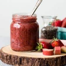 Strawberry Rhubarb Chia Seed Jam - an easy, paleo-friendly jam!