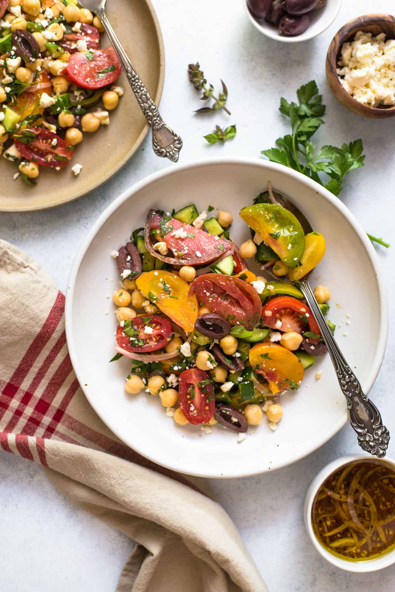 Greek Salad with Chickpeas - a healthy salad that is great as a side or main dish!