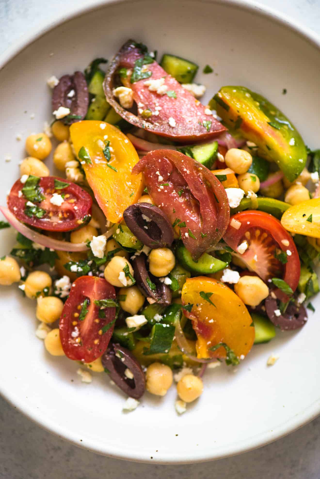 Greek Salad with Chickpeas - a healthy salad that is great as a side or main dish!