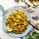 HEALTHY Pineapple Fried Rice: easy dinner ready in 30 minutes! It's seasoned with turmeric, coriander and fresh pineapple!