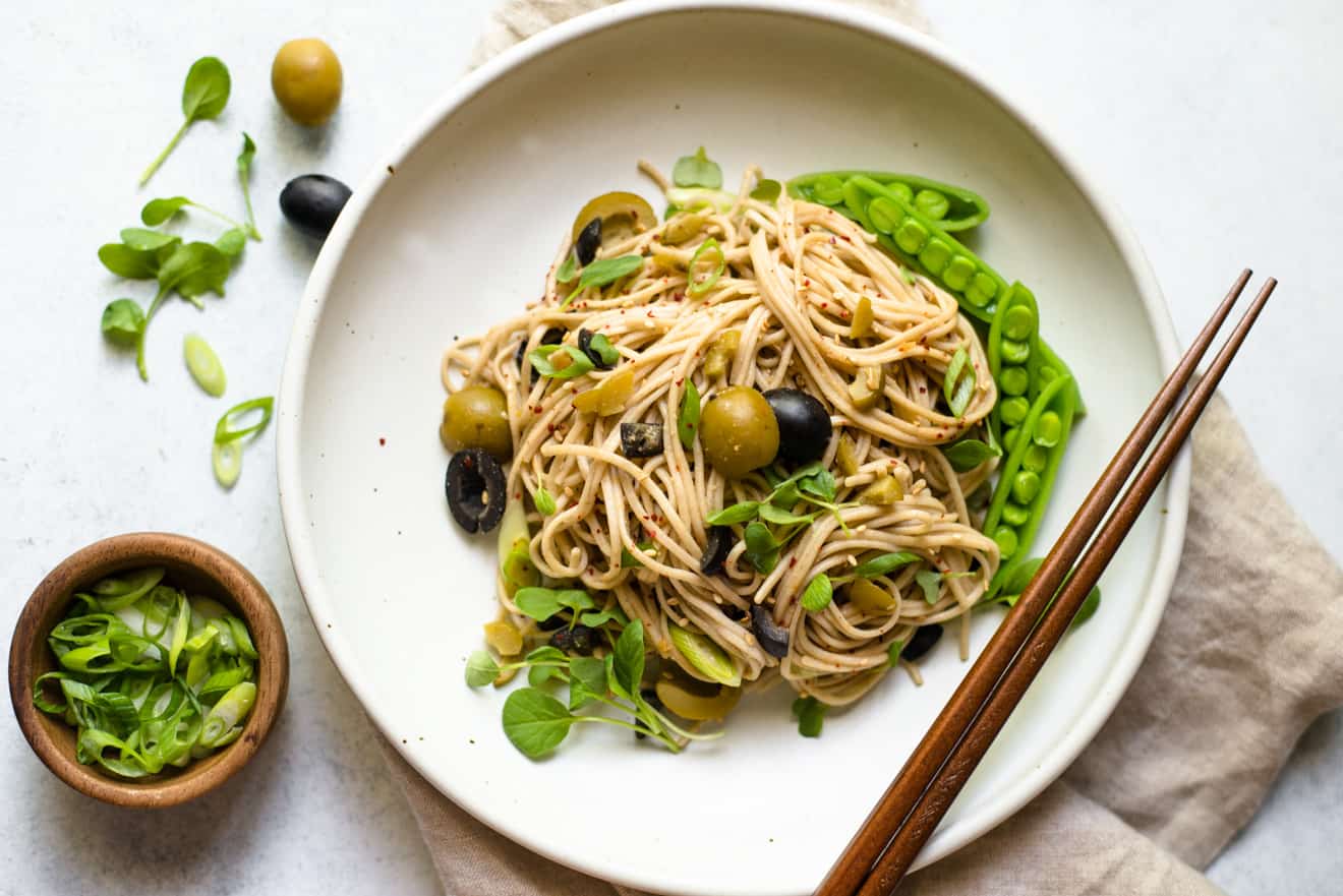 Sesame And Olive Soba Noodles Vegan Healthy Nibbles By Lisa Lin