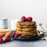 GLUTEN-FREE Oat Flour Pancakes with Carrots and Parsnips - sneak in more vegetables with these healthy breakfast pancakes!