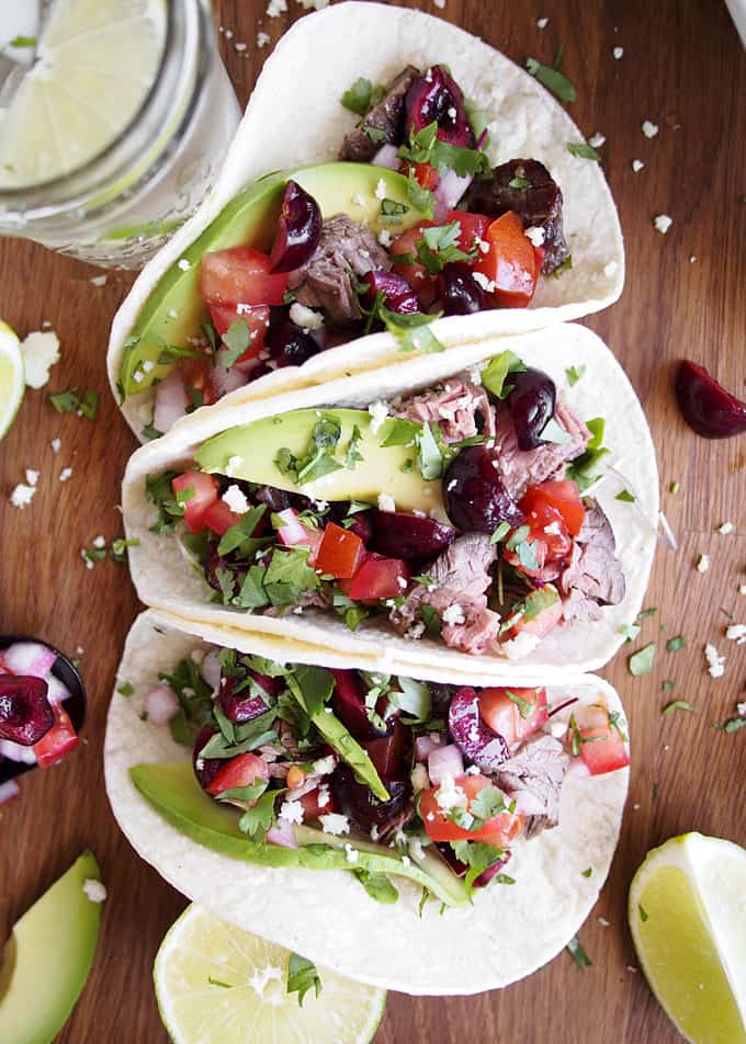 Steak Tacos Cherry Pico de Gallo from The Kitchen Paper